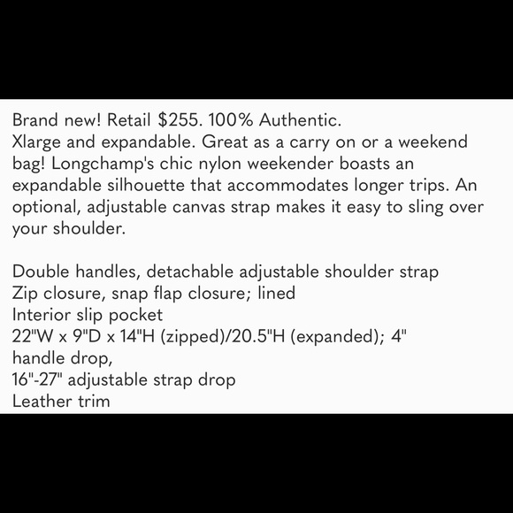 COPY - NEW Longchamp Weekend Travel Duffle Bag - Picture 8 of 8